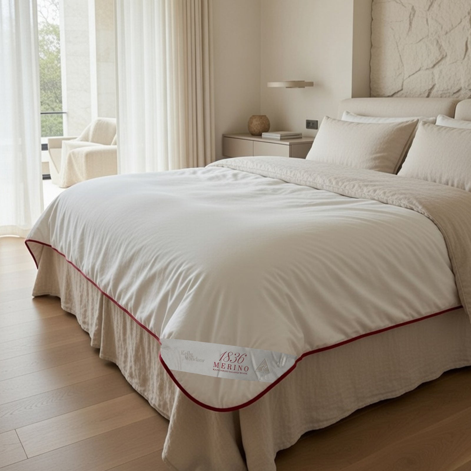 Kelly & Windsor 1836 Merino Wool Quilt - on bed