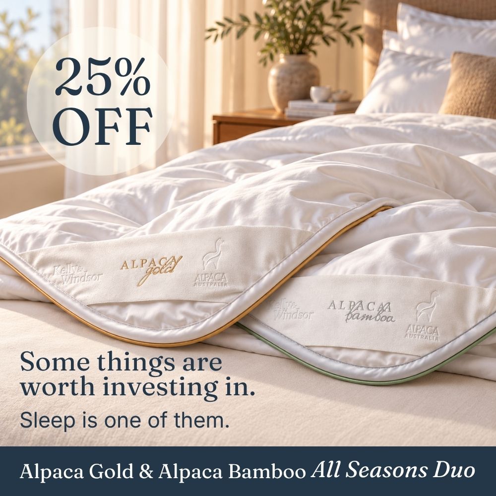 Kelly & Windsor natural fibre bedding styled on a bed