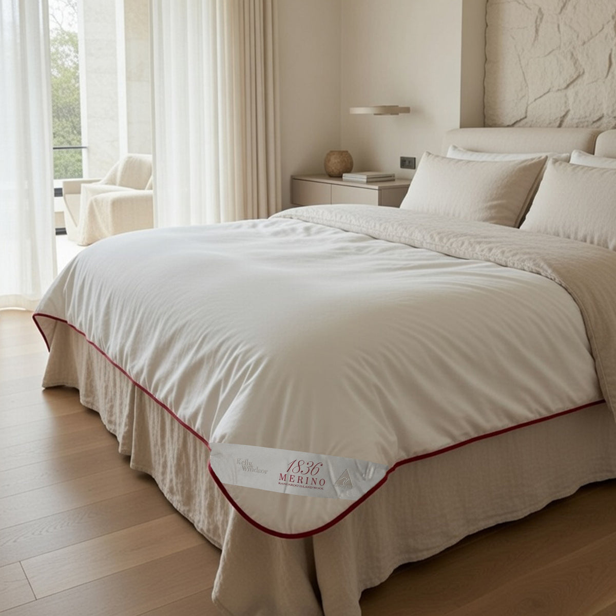 Kelly & Windsor 1836 Merino Wool Quilt - on bed