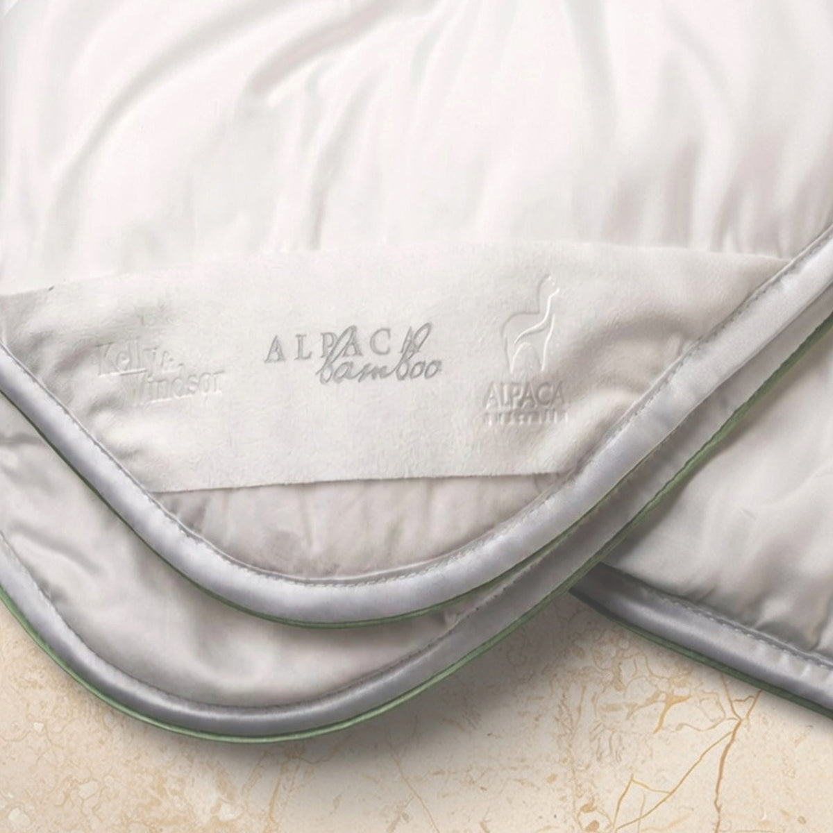 Kelly & Windsor Alpaca Bamboo Wool Quilt - corner detail