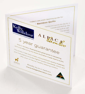 Alpaca Bamboo quilt guarantee | Kelly & Windsor Australia